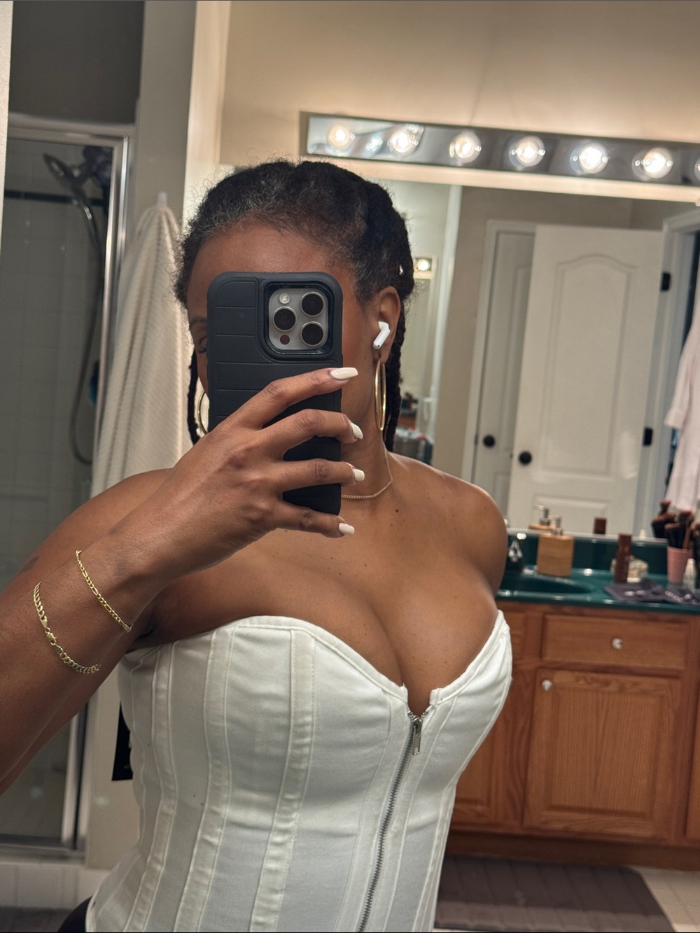 Fashion Nova White Lace-Up Strapless Corset Top